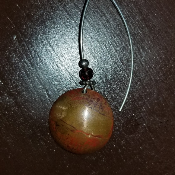 Earrings in Silver Garnet & Copper - Picture 2 of 2